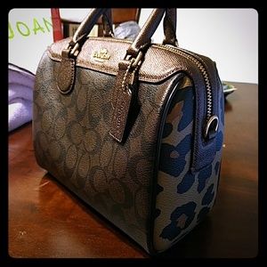 NWT Coach brown/leopard bennet satchel